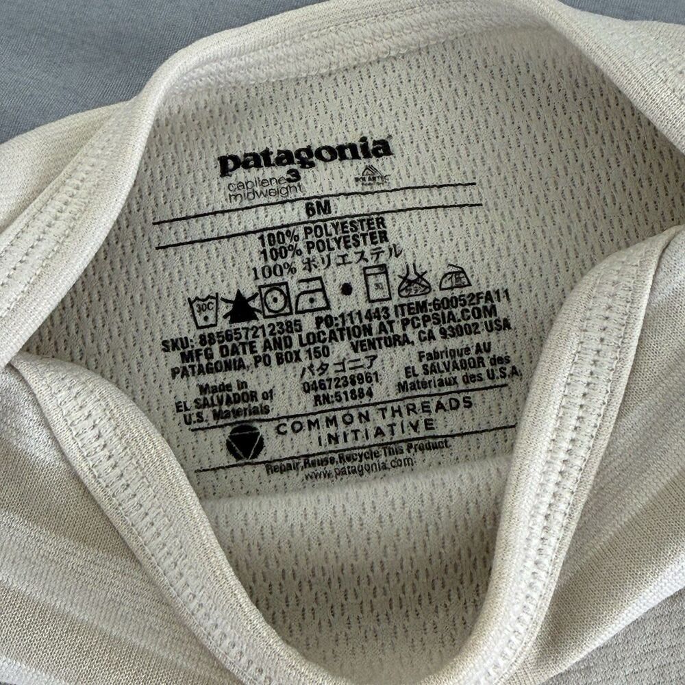 Patagonia Girls Baby 6M Striped Romper Beige Stripe Long Sleeve Crew Neck Snap - Picture 4 of 6